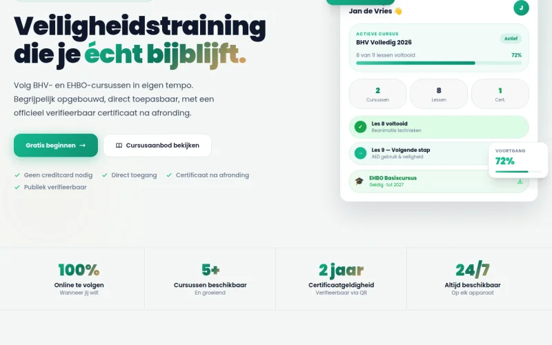 Volledig leerplatform met certificering